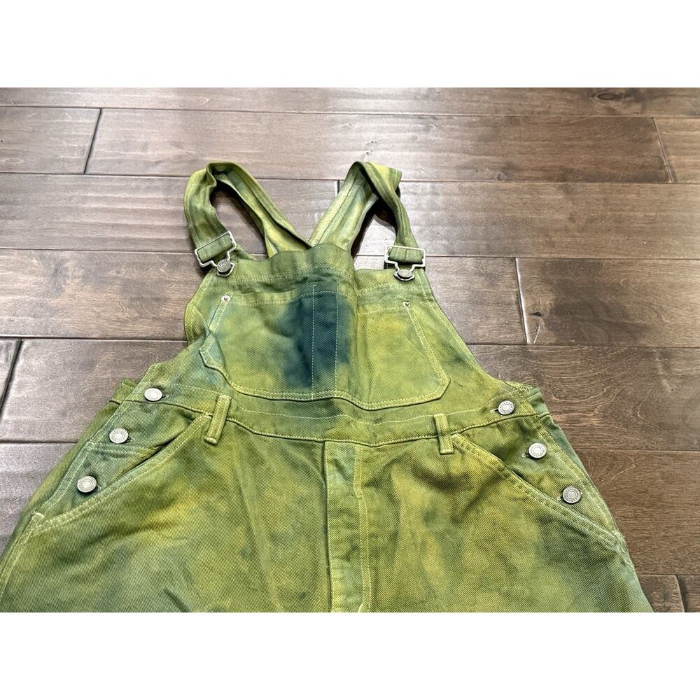 Skoozi Womens Tie Dye Green Blue Pockets Belt Loops Overalls Shorts Size L LARGE - Picture 4 of 8